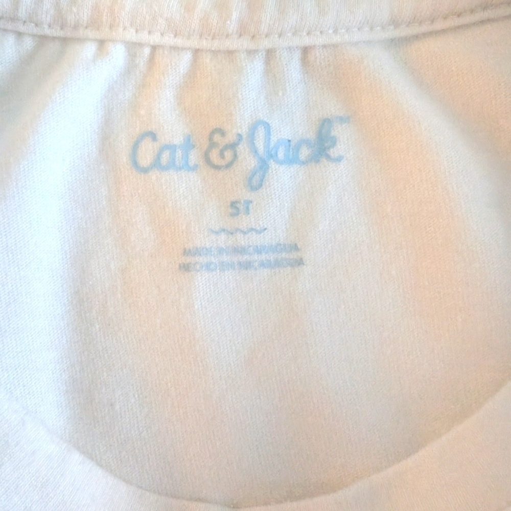 Cat & Jack White Long Sleeve Tee Rainbow Design Cotton Size 5T - Picture 4 of 6